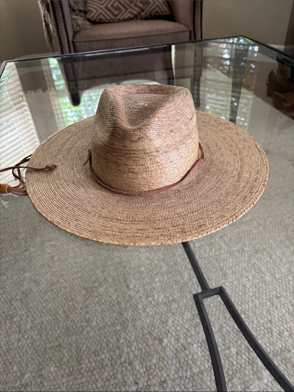 Handwoven Straw Sun Hat with Chin Tie